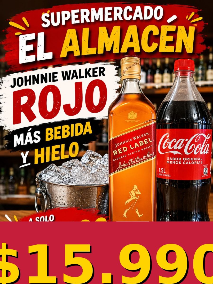 Promo Johnnie Walker Rojo + Bebida + Hielo
